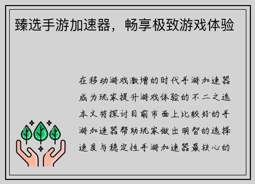 臻选手游加速器，畅享极致游戏体验